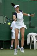 2 July 2005; Yvonne Doyle during her 6-3, 6-4 victory in the Final of the Ladies Final of the SPAR Irish National Tennis Championships. Donnybrook Lawn Tennis Club, Donnybrook, Dublin. Picture credit; Ray McManus / SPORTSFILE