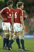2 July 2005; Donnacha O'Callaghan, Simon Easterby (6) and Paul O'Connell, British and Irish Lions. British and Irish Lions Tour to New Zealand 2005, 2nd Test, New Zealand v British and Irish Lions, Westpac Stadium, Wellington, New Zealand. Picture credit; Brendan Moran / SPORTSFILE
