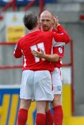 4 July 2005; Glen Crowe, right, Shelbourne, celebrates after scoring his sides first goal with team-mate Richie Baker. eircom League Cup, Quarter-Final, Shelbourne v St. Patrick's Athletic, Tolka Park, Dublin. Picture credit; David Maher / SPORTSFILE