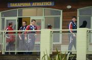 7 July 2005; British and Irish Lions players Shane Horgan, right, Ronan O'Gara, centre, and Denis Hickie arrive for squad training. British and Irish Lions squad training, Takapuna rugby club, North Shore, Auckland, New Zealand. Picture credit; Brendan Moran / SPORTSFILE