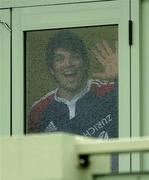 7 July 2005; British and Irish Lions lock Donnacha O'Callaghan waves to the media from the dressing rooms before squad training. British and Irish Lions squad training, Takapuna rugby club, North Shore, Auckland, New Zealand. Picture credit; Brendan Moran / SPORTSFILE