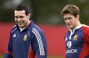7 July 2005; British and Irish Lions out-halves Stephen Jones, left, and Ronan O'Gara during squad training. British and Irish Lions squad training, Takapuna rugby club, North Shore, Auckland, New Zealand. Picture credit; Brendan Moran / SPORTSFILE