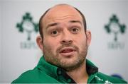 17 February 2014; Ireland's Rory Best speaking to the media during a press conference ahead of their RBS Six Nations Rugby Championship match against England on Saturday. Ireland Rugby Press Conference, Carton House, Maynooth, Co. Kildare. Picture credit: Barry Cregg / SPORTSFILE