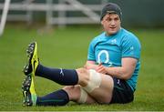 18 February 2014; Ireland's Jamie Heaslip during squad training ahead of their RBS Six Nations Rugby Championship match against England on Saturday. Ireland Rugby Squad Training, Carton House, Maynooth, Co. Kildare. Picture credit: Brendan Moran / SPORTSFILE