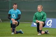 18 February 2014; Ireland players Robbie Henshaw, left, and Luke Marshall during squad training ahead of their RBS Six Nations Rugby Championship match against England on Saturday. Ireland Rugby Squad Training, Carton House, Maynooth, Co. Kildare. Picture credit: Brendan Moran / SPORTSFILE