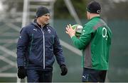 18 February 2014; Ireland forwards coach John Plumtree, left, in conversation with Paul O'Connell during squad training ahead of their RBS Six Nations Rugby Championship match against England on Saturday. Ireland Rugby Squad Training, Carton House, Maynooth, Co. Kildare. Picture credit: Brendan Moran / SPORTSFILE