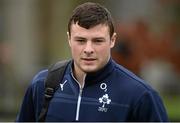 18 February 2014; Ireland's Robbie Henshaw arrives for squad training ahead of their RBS Six Nations Rugby Championship match against England on Saturday. Ireland Rugby Squad Training, Carton House, Maynooth, Co. Kildare. Picture credit: Brendan Moran / SPORTSFILE