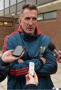 19 February 2014; Munster head coach Rob Penney speaking to the media during a press conference ahead of their Celtic League 2013/14, Round 15, match against Ospreys on Sunday. Munster Rugby Press Conference, University of Limerick, Limerick. Picture credit: Diarmuid Greene / SPORTSFILE