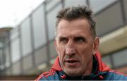 19 February 2014; Munster head coach Rob Penney speaking to the media during a press conference ahead of their Celtic League 2013/14, Round 15, match against Ospreys on Sunday. Munster Rugby Press Conference, University of Limerick, Limerick. Picture credit: Diarmuid Greene / SPORTSFILE