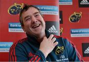 19 February 2014; Munster forwards coach Anthony Foley, who was announced as new Munster head coach as of July 2014, speaking to the media during a press conference ahead of their Celtic League 2013/14, Round 15, match against Ospreys on Sunday. Munster Rugby Press Conference, University of Limerick, Limerick. Picture credit: Diarmuid Greene / SPORTSFILE