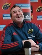 19 February 2014; Munster forwards coach Anthony Foley, who was announced as new Munster head coach as of July 2014, speaking to the media during a press conference ahead of their Celtic League 2013/14, Round 15, match against Ospreys on Sunday. Munster Rugby Press Conference, University of Limerick, Limerick. Picture credit: Diarmuid Greene / SPORTSFILE