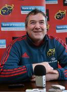 19 February 2014; Munster forwards coach Anthony Foley, who was announced as new Munster head coach as of July 2014, speaking to the media during a press conference ahead of their Celtic League 2013/14, Round 15, match against Ospreys on Sunday. Munster Rugby Press Conference, University of Limerick, Limerick. Picture credit: Diarmuid Greene / SPORTSFILE