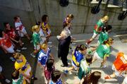 11 July 2005; An Taoiseach, Bertie Ahern TD, with players from various counties at the launch of the 2005 TG4 All-Ireland Ladies Football Championship. Croke Park, Dublin. Picture credit; Damien Eagers / SPORTSFILE