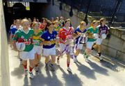 11 July 2005; Players from all 32 countys including front row, from left to right, Linda Connolly, Mayo, Jenny Kelly O'Neill, Carlow, Mairead Morrissey, Tipperary, Fiona Farrell, Cork, Sharon Treacy, Longford, Elaine Duffy, Kerry and Aoibhean Daly, Galway at the launch of the 2005 TG4 All-Ireland Ladies Football Championship. Croke Park, Dublin. Picture credit; Damien Eagers / SPORTSFILE