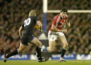 9 July 2005; Shane Horgan, British and Irish Lions, in action against Justin Marshall, New Zealand. British and Irish Lions Tour to New Zealand 2005, 3rd Test, New Zealand v British and Irish Lions, Eden Park, Auckland, New Zealand. Picture credit; Brendan Moran / SPORTSFILE