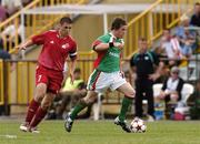 14 July 2005; Joe Gamble, Cork City, in action against Mantas Savenas, FK Ekranas. UEFA Cup, First Qualifying Round, First Leg, FK Ekranas v Cork City, Aukstaitija, Panevezys, Lithuania. Picture credit; Brian Lawless / SPORTSFILE