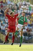 14 July 2005; Alan Bennett, Cork City, in action against Povilas Luksys, FK Ekranas. UEFA Cup, First Qualifying Round, First Leg, FK Ekranas v Cork City, Aukstaitija, Panevezys, Lithuania. Picture credit; Brian Lawless / SPORTSFILE