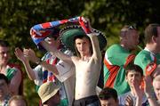 14 July 2005; Cork City supporter David O'Neill, from Turners Cross, celebrates after the match. UEFA Cup, First Qualifying Round, First Leg, FK Ekranas v Cork City, Aukstaitija, Panevezys, Lithuania. Picture credit; Brian Lawless / SPORTSFILE