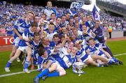 17 July 2005; The Laois panel celebrate with the cup after the match. Leinster Minor Football Championship Final, Offaly v Laois, Croke Park, Dublin. Picture credit; Brian Lawless / SPORTSFILE