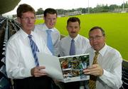 14 July 2005; Gaelic Telecom, which is an official partner to the GAA, today launched its services in conjunction with the Dublin County Board. It is now offering its services directly to all GAA members and supporters which will help raise funds for their club and county. At the launch are, l to r, John Bailey, County Board Chairman, Ciaran Doyle, Gaelic Telecom, John Costello, Secretary, Dublin County Board and Anton O'Toole, Gaelic Telecom. Parnell Park, Dublin. Picture credit; Matt Browne / SPORTSFILE