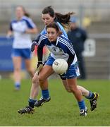 23 February 2014; Joanne Geoghegan, Monaghan, in action against Lyndsey Davey, Dublin. Tesco HomeGrown Ladies Football National League Division 1, Monaghan v Dublin, Inniskeen, Co. Monaghan. Picture credit: Oliver McVeigh / SPORTSFILE