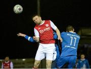 24 February 2014; Conan Byrne, St Patrick's Athletic, in action against Jason McCartney, Ballinamallard United. Setanta Sports Cup, Quarter-Final, 1st leg, Ballinamallard United v St Patrick's Athletic, Ferney Park, Ballinamallard, Co. Fermanagh. Picture credit: Oliver McVeigh / SPORTSFILE