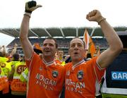 23 July 2005; Armagh players Steven McDonnell, left, and Kevin McElvanna celebrate after the final whistle. Bank of Ireland Ulster Senior Football Championship Final Replay, Tyrone v Armagh, Croke Park, Dublin. Picture credit; Brendan Moran / SPORTSFILE