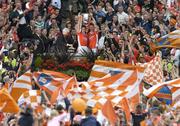 23 July 2005; Armagh's captain Kieran McGeeney, left, and team-mate Paul McGrane lift the Anglo Celt cup. Bank of Ireland Ulster Senior Football Championship Final Replay, Tyrone v Armagh, Croke Park, Dublin. Picture credit; Matt Browne / SPORTSFILE