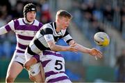 26 February 2014; Rory Clarke, Belvedere, is tackled by Liam El-Sibai, Clongowes. Beauchamps Leinster Schools Junior Cup, Quarter-Final, Clongowes v Belvedere, Donnybrook Stadium, Donnybrook, Dublin. Picture credit: Matt Browne / SPORTSFILE