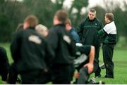 11 December 2000; Ireland rugby team coach Warren Gatland, left, speaks with assistant coach Eddie O'Sullivan during training. Ireland Rugby Squad Training, ALSAA training grounds, Co. Dublin. Picture credit: Brendan Moran / SPORTSFILE