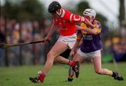 18 April 1999; John Browne of Cork in action against Tom Dempsey of Wexford during the Church & General National Hurling League Division 1B match between Wexford and Cork at Páirc Uí Shíocháin in Gorey, Wexford. Photo by Ray McManus/Sportsfile