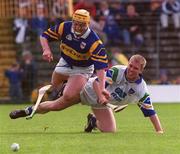 18 April 1999; Liam Cahill of Tipperary in action against Brian Flannery of Waterford during the Church and General National Hurling League Division 1B match between Tipperary and Waterford at Semple Stadium in Thurles, Tipperary. Photo by Aoife Rice/Sportsfile