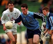 11 April 1999; Paddy Christie of Dublin in action against Karl O'Dwyer of Kildare during the Church and General National Football League Quarter-Final match between Dublin and Kildare at Croke Park in Dublin. Photo by Damien Eagers/Sportsfile