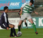 5 August 2005; Cathal O'Connor, Shamrock Rovers, in action against Paul Donnelly, St. Patrick's Athletic. eircom League, Premier Division, Shamrock Rovers v St Patrick's Athletic, Dalymount Park, Dublin. Picture credit; David Maher / SPORTSFILE