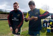 27 February 2014; Munster's Dave Foley, left, and Donncha O'Callaghan arrive for squad training ahead of their Celtic League 2013/14, Round 16, game against Scarlets on Saturday. Munster Rugby Squad Training, Cork Institute of Technology, Bishopstown, Cork. Picture credit: Diarmuid Greene / SPORTSFILE