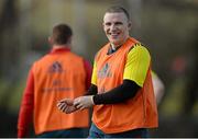 27 February 2014; Munster's Andrew Conway during squad training ahead of their Celtic League 2013/14, Round 16, game against Scarlets on Saturday. Munster Rugby Squad Training, Cork Institute of Technology, Bishopstown, Cork. Picture credit: Diarmuid Greene / SPORTSFILE