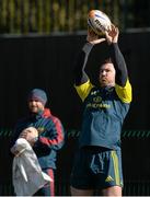 27 February 2014; Munster's Damien Varley throws into a lineout during squad training ahead of their Celtic League 2013/14, Round 16, game against Scarlets on Saturday. Munster Rugby Squad Training, Cork Institute of Technology, Bishopstown, Cork. Picture credit: Diarmuid Greene / SPORTSFILE