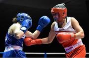 1 March 2014; Joanna Barclay, right, Holy Family Boxing Club, exchanges punches with Claire Grace, Callan Boxing Club, during their 69 kg bout. National Senior Boxing Championships Semi Finals, National Stadium, Dublin. Photo by Sportsfile