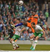 27 May 2016; Quincy Promes of Netherlands in action against John O'Shea and Robbie Brady of  Republic of Ireland during the 3 International Friendly between Republic of Ireland and Netherlands in the Aviva Stadium, Lansdowne Road, Dublin. Photo by Matt Browne/Sportsfile