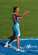 12 August 2005; Nicola Ciotti, Italy, celebrates during the men's high jump qualifying round after qualifying for the men's high jump final. 2005 IAAF World Athletic Championships, Helsinki, Finland. Picture credit; Pat Murphy / SPORTSFILE