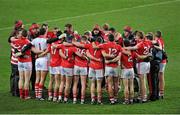 1 March 2014; Cork manager Brian Cuthbert speaks to his players after the game. Allianz Football League, Division 1, Round 3, Dublin v Cork, Croke Park, Dublin. Picture credit: Dáire Brennan / SPORTSFILE