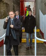 2 March 2014; Republic of Ireland manager Martin O'Neill and assistant manager Roy Keane arriving at Richmond Park ahead of the game. President's Cup, St Patrick's Athletic v Sligo Rovers, Richmond Park, Dublin. Picture credit: David Maher / SPORTSFILE