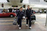 8 August 2005; Republic of Ireland U.17 Internationals, Karl Byrne, left, and Vincent Whelan on their arrival at Dublin Airport following their victory in the Nordic Cup Championship Final in Iceland. Dublin Airport, Dublin. Picture credit; David Maher / SPORTSFILE
