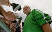 14 August 2005; Brian Kerr, Republic of Ireland manager, answers questions from journalists at the end of squad training. Malahide FC, Malahide, Dublin. Picture credit; David Maher / SPORTSFILE