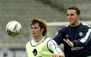 16 August 2005; Kevin Kilbane, Republic of Ireland, in action against his team-mate John O'Shea during squad training. Lansdowne Road, Dublin. Picture credit; David Maher / SPORTSFILE