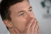 3 March 2014; Ireland's Brian O'Driscoll during a press conference ahead of their side's RBS Six Nations Rugby Championship match against Italy on Saturday. Ireland Rugby Press Conference, Carton House, Maynooth, Co. Kildare. Picture credit: Brendan Moran / SPORTSFILE