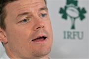 3 March 2014; Ireland's Brian O'Driscoll speaking during a press conference ahead of their side's RBS Six Nations Rugby Championship match against Italy on Saturday. Ireland Rugby Press Conference, Carton House, Maynooth, Co. Kildare. Picture credit: Brendan Moran / SPORTSFILE