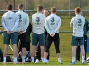 3 March 2014; Republic of Ireland manager Martin O'Neill speaks to his players during squad training ahead of their International Friendly against Serbia on Wednesday. Republic of Ireland Squad Training, Gannon Park, Malahide, Co. Dublin. Picture credit: David Maher / SPORTSFILE