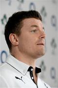 3 March 2014; Ireland's Brian O'Driscoll speaking during a press conference ahead of their side's RBS Six Nations Rugby Championship match against Italy on Saturday. Ireland Rugby Press Conference, Carton House, Maynooth, Co. Kildare. Picture credit: Brendan Moran / SPORTSFILE