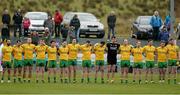 2 March 2014; The Donegal team during the National Anthem. Allianz Football League, Division 2, Round 3, Donegal v Monaghan, O'Donnell Park, Letterkenny, Co. Donegal. Picture credit: Oliver McVeigh / SPORTSFILE